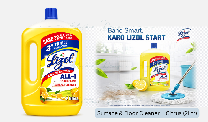 Lizol Disinfectant Surface & Floor Cleaner – Citrus (2Ltr)