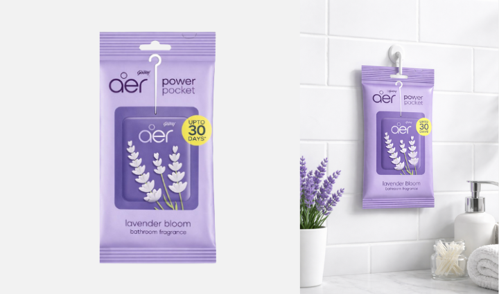 Godrej Aer Power Pocket - Bathroom Fragrance (Lavender Bloom Delight)