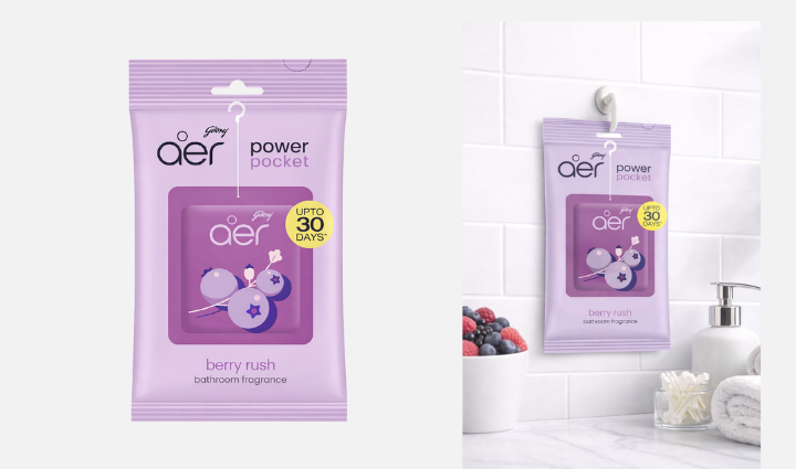 Godrej aer Power Pocket – Bathroom Fragrance (Berry Rush/Delight)