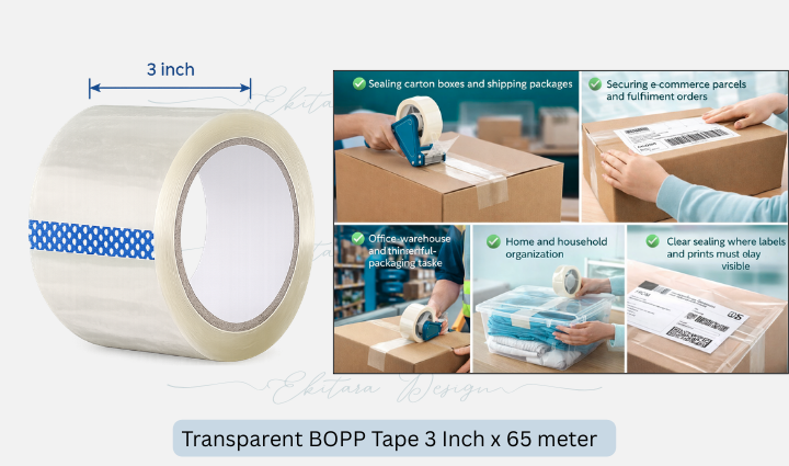 Transparent Tape 3" – 65 Meter