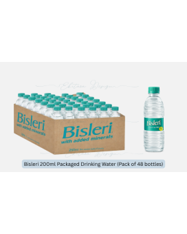 Bisleri 200ml Packaged Drinking Water (Pack of 48 bottles)