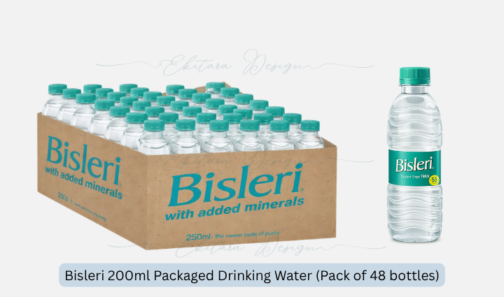 Bisleri 200ml Packaged Drinking Water (Pack of 48 bottles)