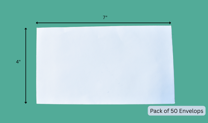 White Envelope 80 GSM, 7 x 4 inch (Pack of 50)