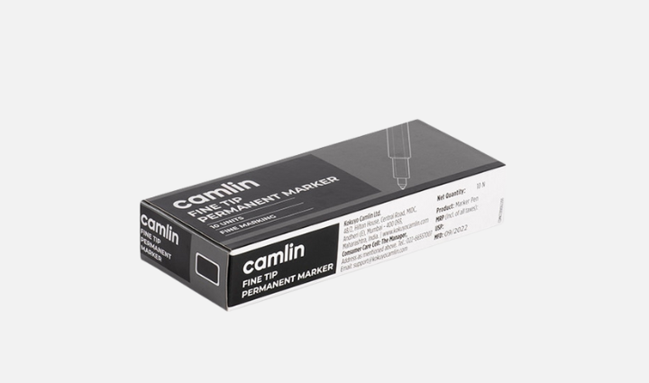 Camlin Fine Tip Permanent Marker-Black (Pack Of 10)
