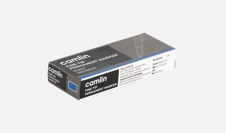 Camlin Fine Tip Permanent Marker-Blue (Pack Of 10)