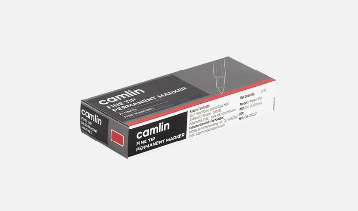 Camlin Fine Tip Permanent Marker-Red  (Pack Of 10)