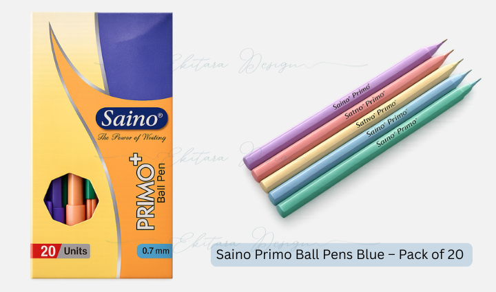 Saino Primo Ball Pens Blue – Pack of 20